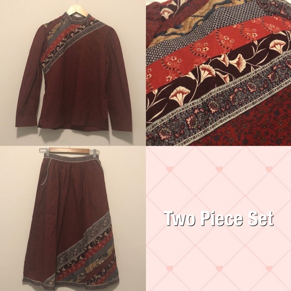 Vintage Dresses & Skirts - Vintage Prairie Skirt & Blouse Set